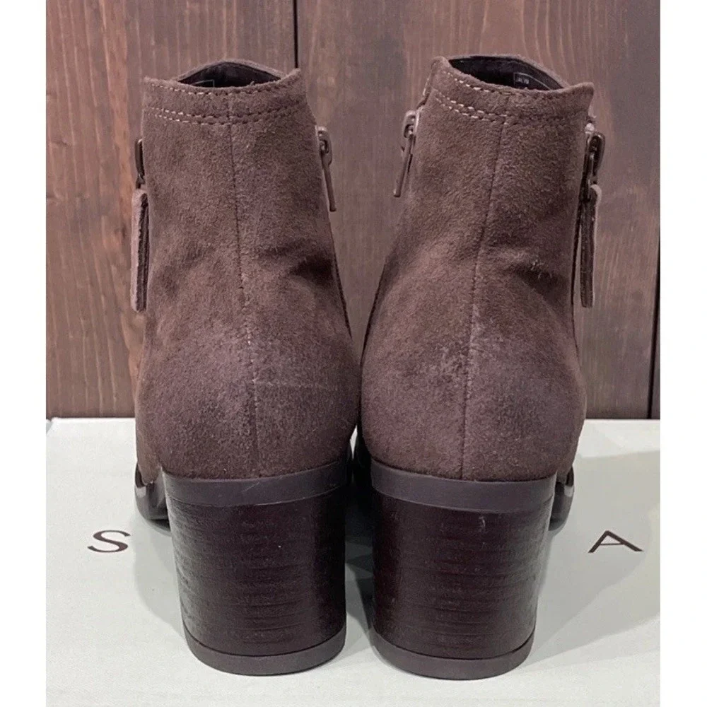 Salvia Willow Loggia Vizalo Suede Brown Ankle Boots‎ Women's Size 41 New
